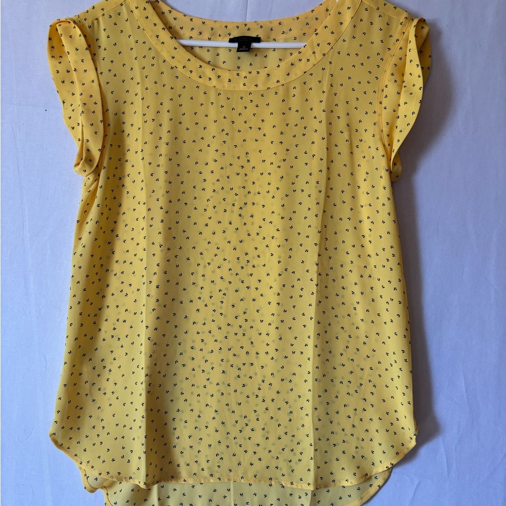Ann Taylor Factory Sunny Yellow Blouse with Dainty Print